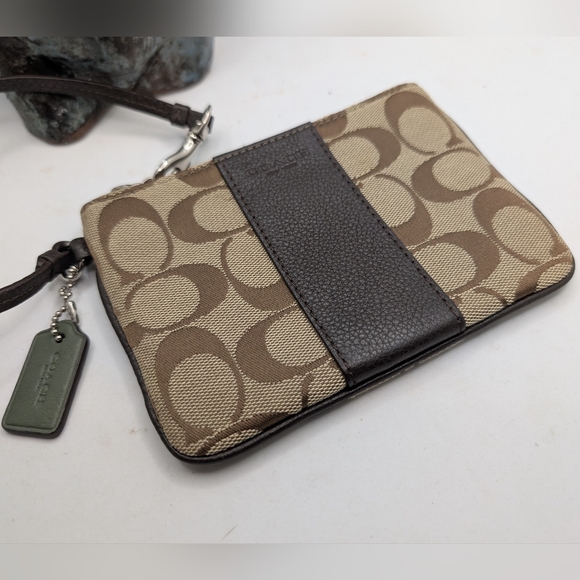 Coach Signature Brown and Tan Wristlet - Picture 1 of 1